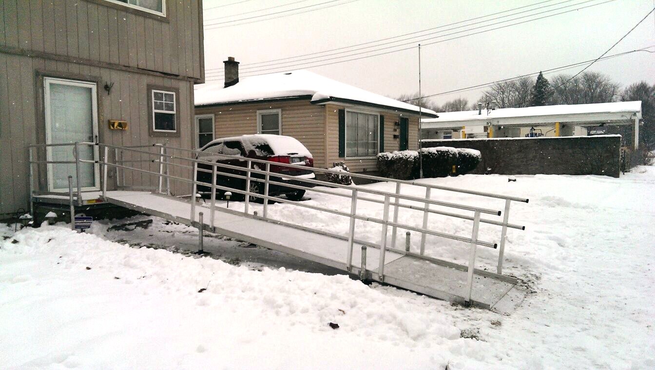 Photo of aluminum ramp in the winter