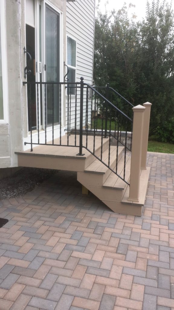compisite wood stairs with iron rails 2