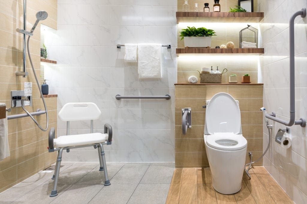 bathroom interior appearance for handicap
