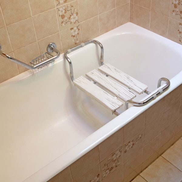 Bench seat on handicap tub available by Caps Remodeling in Madison Heights